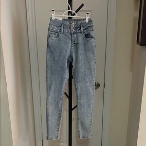 refuge High-Rise Washed Light Blue Skinny Jeans